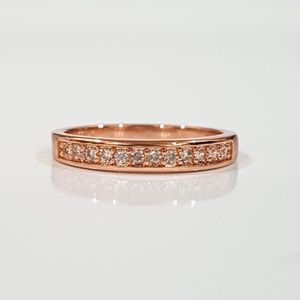 18K Rose-Gold Simulated Diamond Band Ring